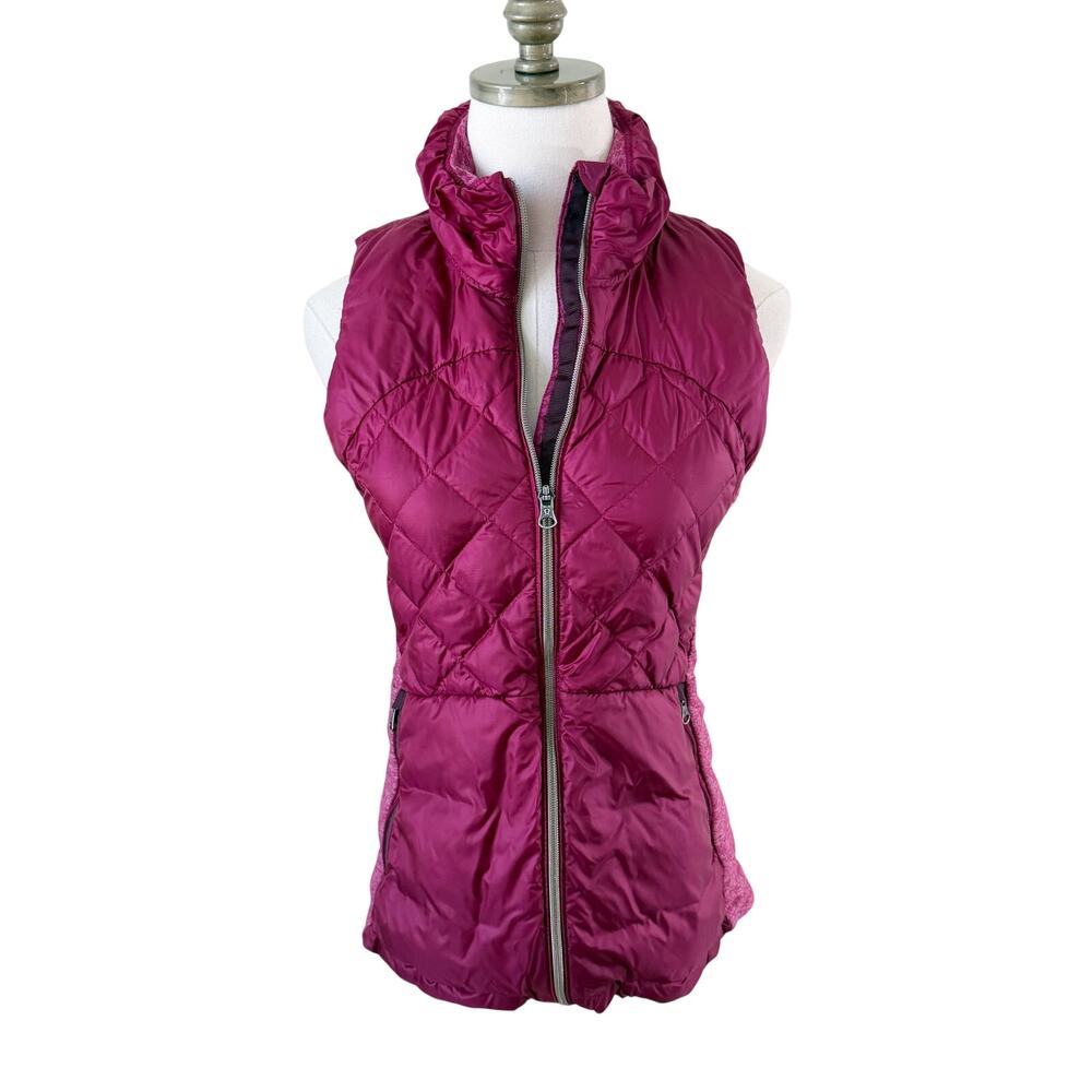 Lululemon Berry Pink/Red Down Puffer Vest Women's Size 6 EUC Pockets Zip Up